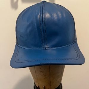 Vintage blue leather strap, back hat